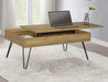 Fanning Engineered Wood Lift Top Coffee Table Golden Oak