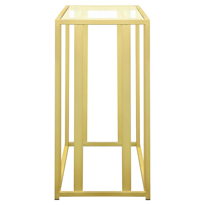 Adri Glass Top Entryway Console Table Matte Brass