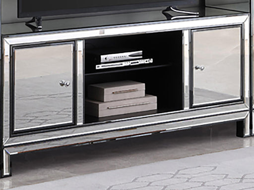 Natalia 2-door Mirrored 60-inch TV Stand Black and Silver