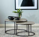 Lainey 2-piece Round Faux Marble Nesting Coffee Table Grey
