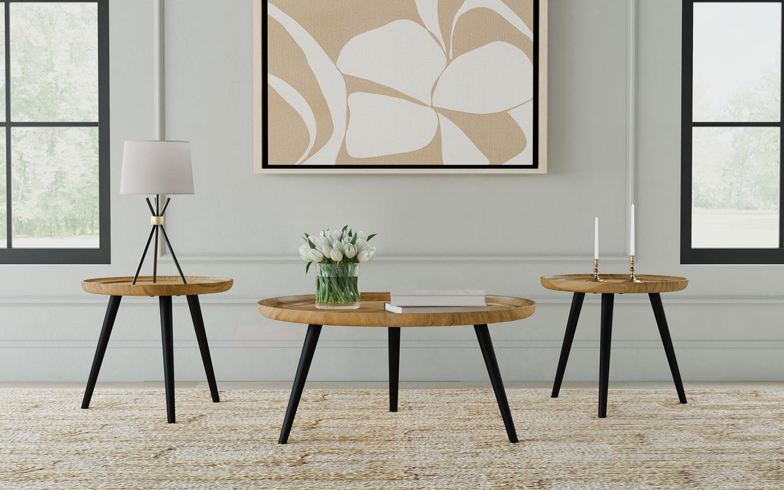 Zoe 3-piece Mango Wood Coffee and End Table Set Natural