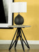 Hadi Round SmartTop Side End Table Cement and Gunmetal