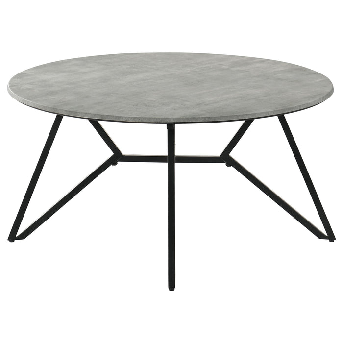 Hadi Round SmartTop Coffee Table Cement and Gunmetal