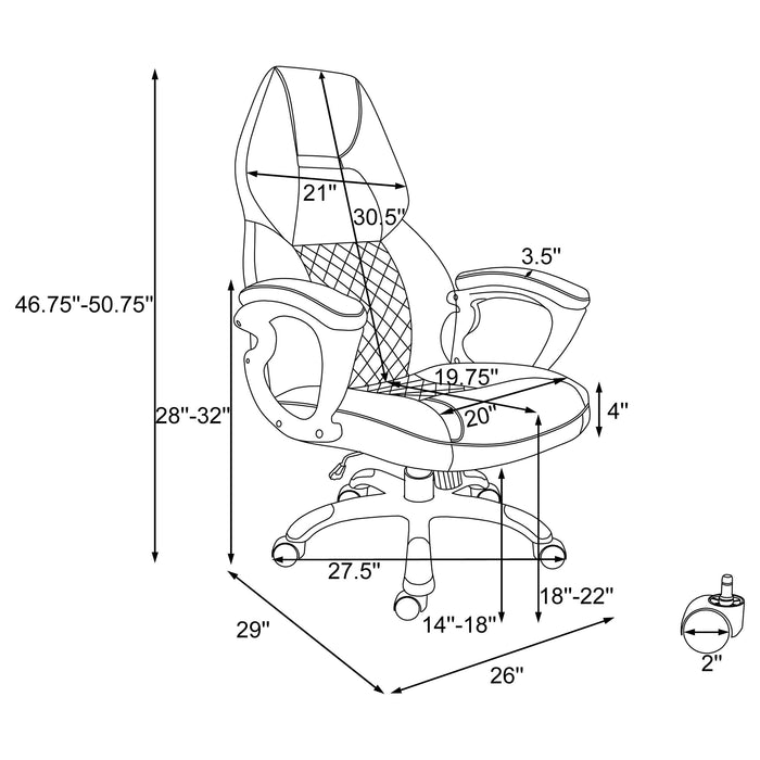Bruce Upholstered Adjustable Home Office Desk Chair White