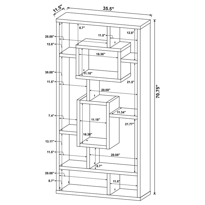 Corey 71-inch 8-shelf Bookshelf White