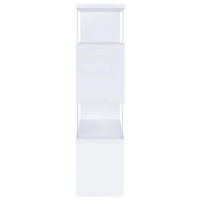 Emelle 63-inch 4-shelf Glass Panel Bookshelf White