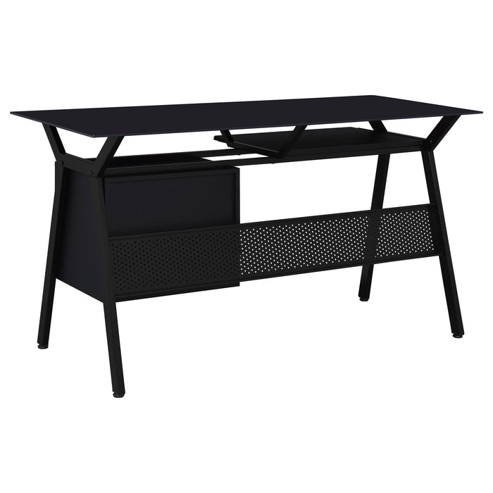 Weaving 55-inch 2-drawer Computer Desk Keyboard Tray Black