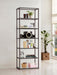 Kate 78-inch 5-shelf Glass Bookshelf Black Nickel