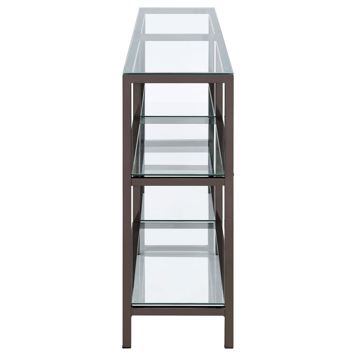 Kate 55-inch 4-shelf Console Bookcases Black Nickel