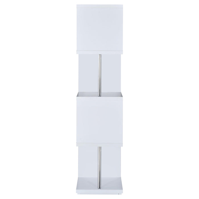 Baxter 67-inch 4-shelf Bookshelf White and Chrome