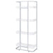 Ember 68-inch 4-shelf Bookshelf White High Gloss and Chrome