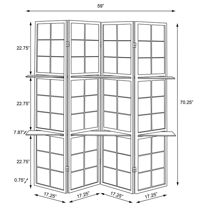 Iggy 4-Panel Room Divider Folding Shoji Screen Cappuccino