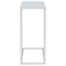 Stella White Glass Top C-Shaped Sofa Side Table Chrome