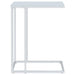 Stella White Glass Top C-Shaped Sofa Side Table Chrome