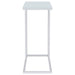 Stella White Glass Top C-Shaped Sofa Side Table Chrome