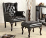 Roberts Upholstered Wingback Chair and Ottoman Set Black