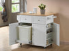 Jalen 3-door Mobile Kitchen Cart Natural Brown and White