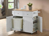 Jalen 3-door Mobile Kitchen Cart Natural Brown and White