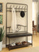 Francesca 6 Hook Coat Rack Hall Tree Shoe Bench Dark Bronze