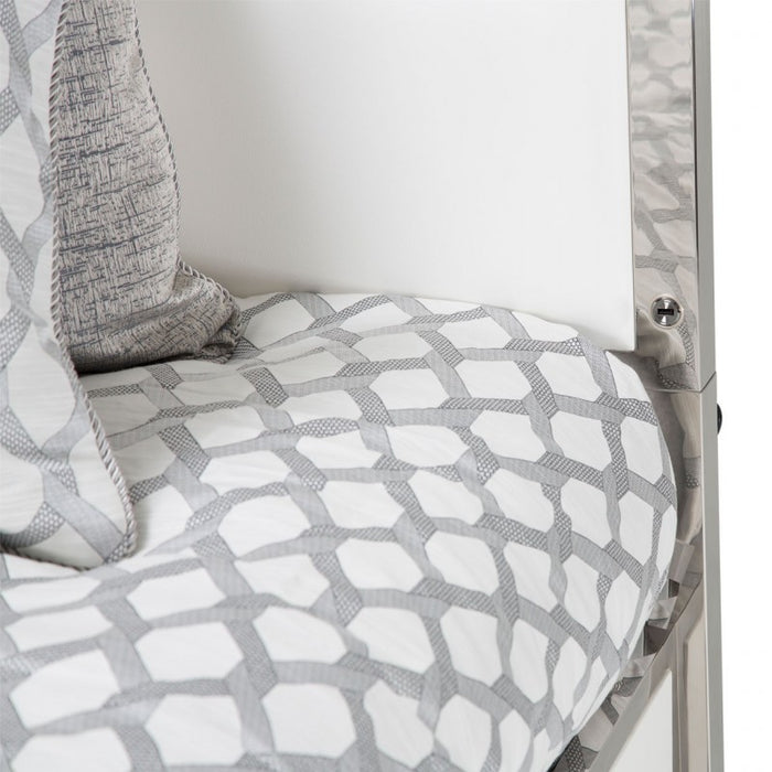 Aico State St Metal Cal King Panel Bed in Glossy White