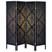 Haidera 4-Panel Room Divider Folding Screen Black Damask