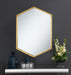 Bledel 24 x 34 Inch Hexagonal Wall Mirror Gold