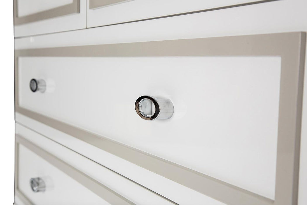 AICO Sky Tower 7 Drawer Chest in White Cloud