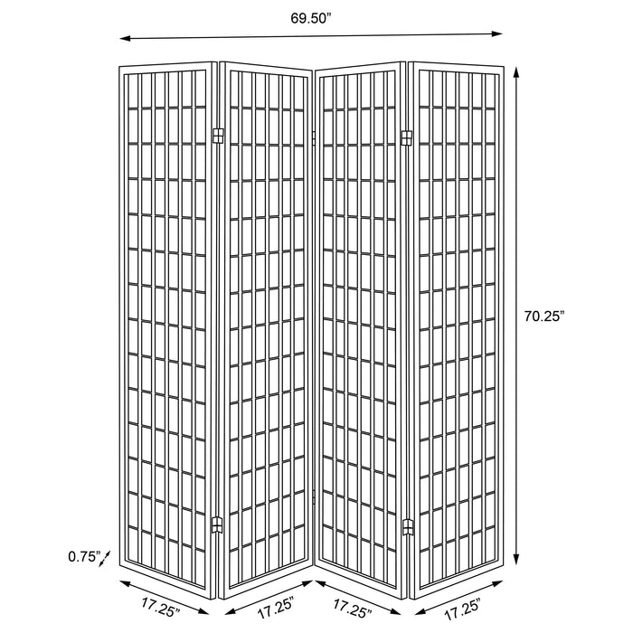 Roberto 4-Panel Room Divider Folding Shoji Screen Dark Grey