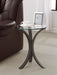 Edgar Round Glass Top Accent Side Table Cappuccino