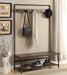 Alise 5 Hook Coat Rack Hall Tree with Shoe Bench Chestnut