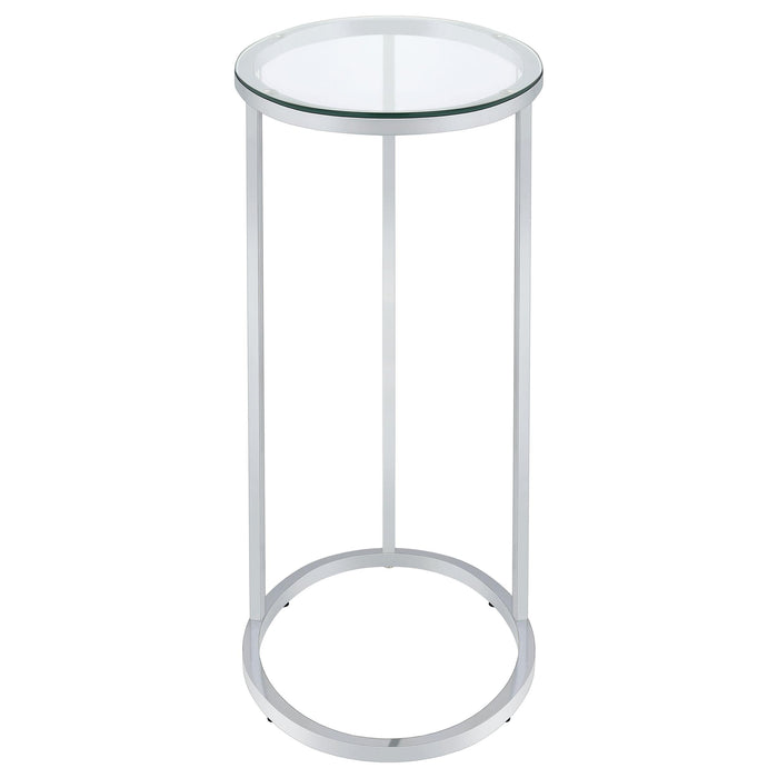 Kyle Oval Glass Top C-Shaped Sofa Side Table Chrome