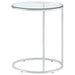 Kyle Oval Glass Top C-Shaped Sofa Side Table Chrome