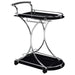 Elfman 2-tier Glass Shelf Metal Bar Cart Black and Chrome