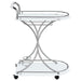 Elfman 2-tier Glass Shelf Metal Bar Cart White and Chrome