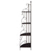 Poppy 74-inch 4-shelf Corner Bookshelf Copper and Cappuccino