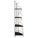 Poppy 74-inch 4-shelf Corner Bookshelf Copper and Cappuccino