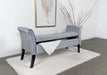 Farrah Velvet Upholstered Rolled Arm Storage Bench Silver