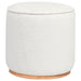 Zena Faux Sheepskin Upholstered Round Ottoman Ivory