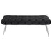 Ella Upholstered Tufted Bench Stainless Steel Legs Black