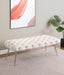 Ella Upholstered Tufted Bench Stainless Steel Legs Ivory