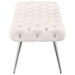 Ella Upholstered Tufted Bench Stainless Steel Legs Ivory