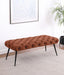 Ella Upholstered Tufted Bench Metal Legs Rust