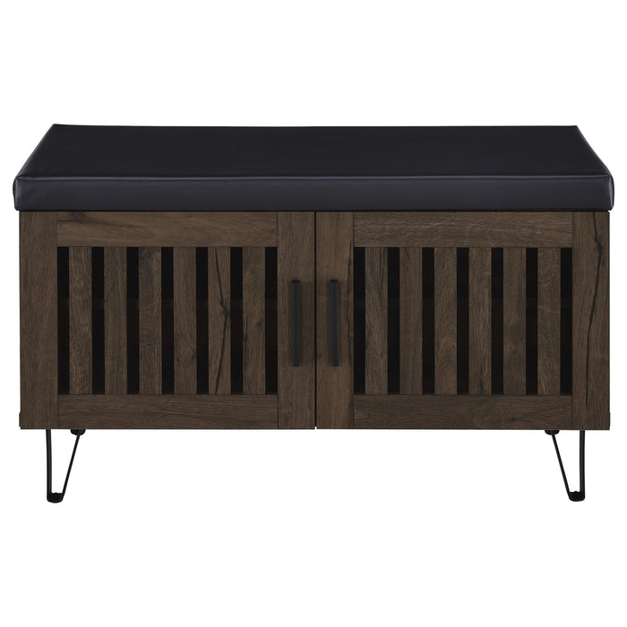 Brixton 2-door Padded Entryway Shoe Storage Bench Smoked Oak