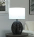 Indio Drum Shade Handwoven Rattan Table Lamp Black