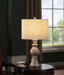 Brie 28-inch Drum Shade Urn Table Lamp Antique Gold