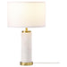 Lucius 25-inch Drum Shade Marble Body Table Lamp White