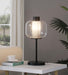 Ingrid 22-inch Glass Shade Bedside Table Lamp Black