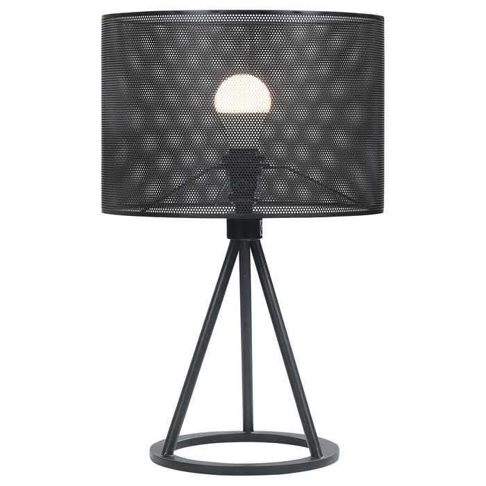 Chapin 19-inch Metal Mesh Drum Shade Table Lamp Black