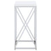 Edmund Square Accent Side Table White High Gloss and Chrome