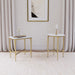 Baldwin Round Marble Top Side Table White and Gold